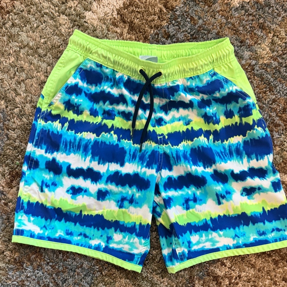 Vibrant Blue and Green Swim Shorts